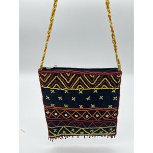 Marlo Handbags Beaded Ikat Crossbody Bag Handmade Fully Lined Purse